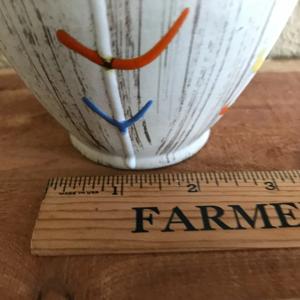 Vintage U-Keramik Sgraffito Bark Vase West Germany Pottery 525-13 MCM Chevron